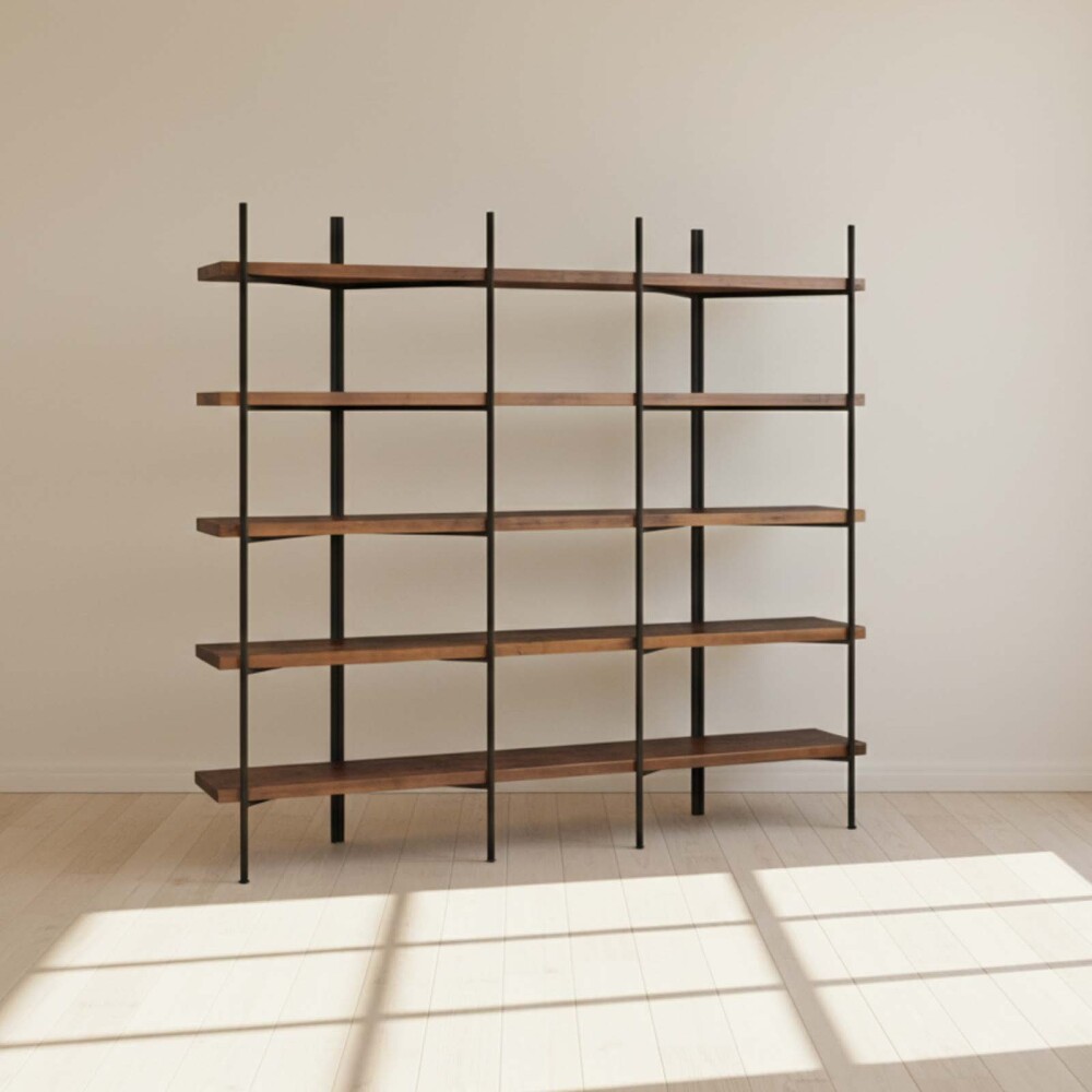 ESTANTERÍA BIBLIOTECA MADERA-Y-METAL MARRON YORK CASTAÑO