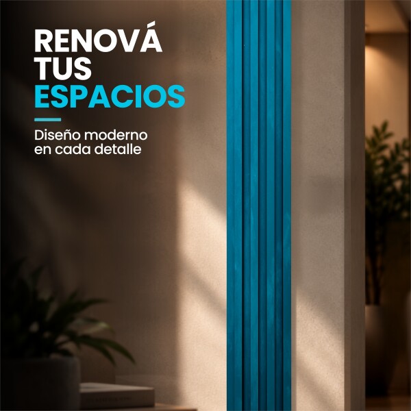 Pack x50 Wpc Simil Madera Wall Panel Lambrin 2.90x16.7 Azul 1