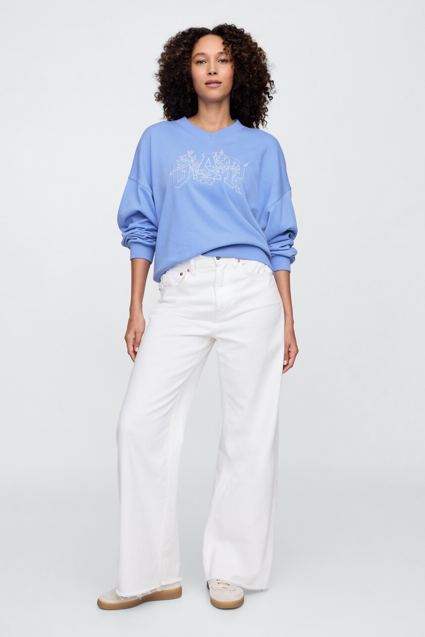 Buzo Deportivo Logo Gap Mujer Shirting Blue