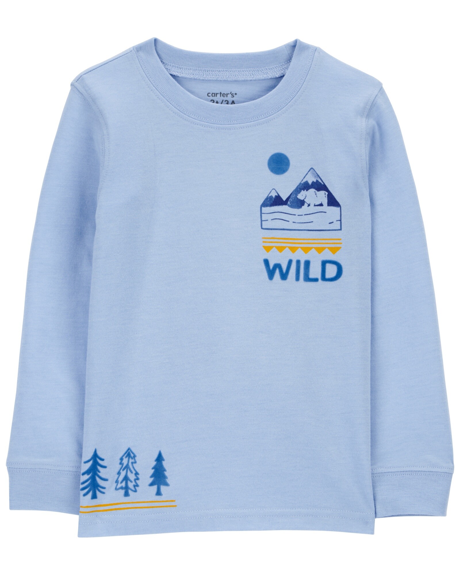 Remera de algodón, manga larga, estampa naturaleza Sin color