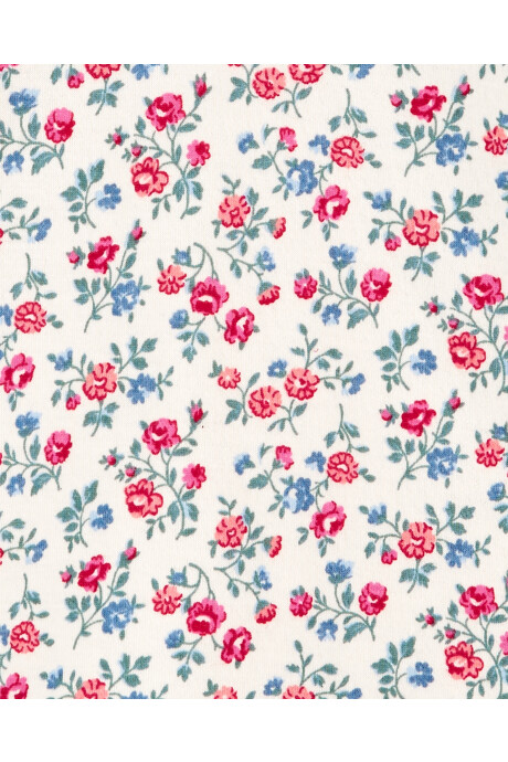 Remera de algodón con capucha, manga larga y botones diseño flores Sin color