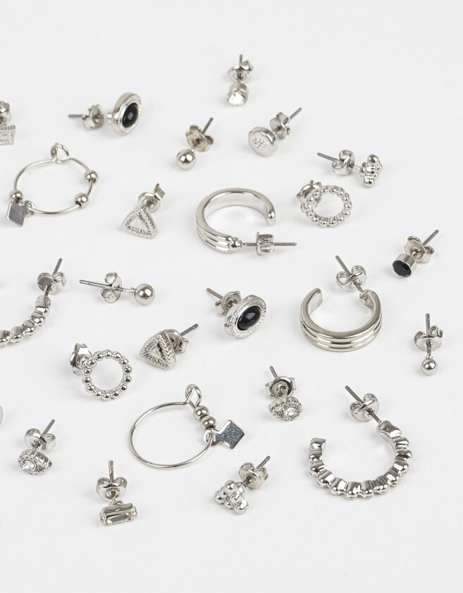 Aros Sets Con strass Set De Aros - Plateado