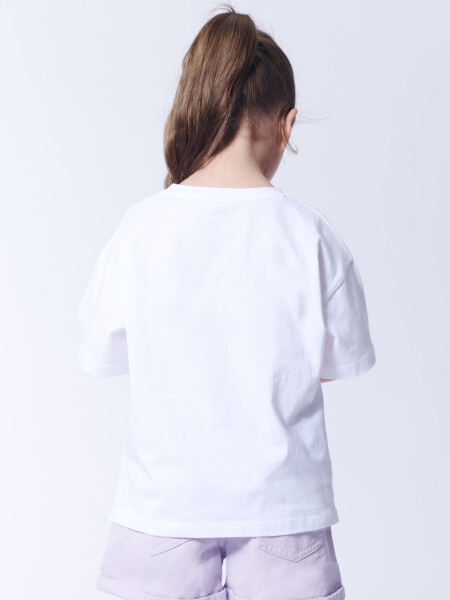 Remera Manga Corta Estampa Corazones Blanco
