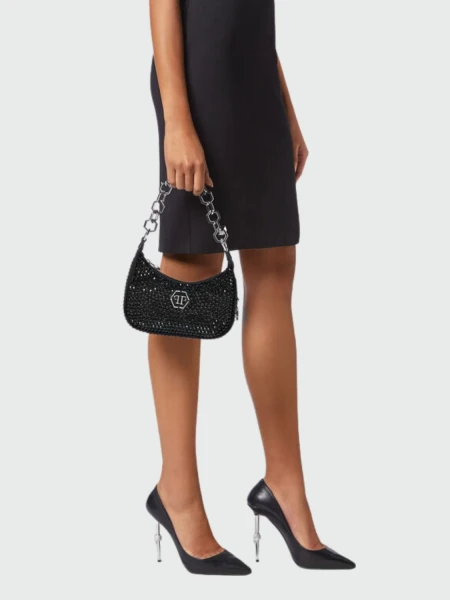 PHILIPP PLEIN - bolso de hombro negro con cristales Negro