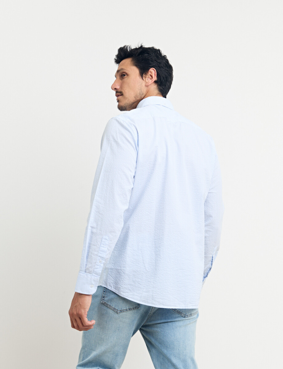 012571 CAMISA HARRINGTON LABEL Blanco/celeste