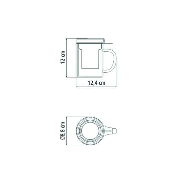 Taza de vidrio con infusor de té 0.35 lts. -TRAMONTINA TF6619