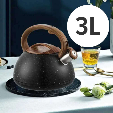 Caldera Silbadora 3L Acero Inoxidable Mango Madera Negro