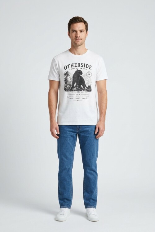 Camiseta estampada Pantera BLANCO