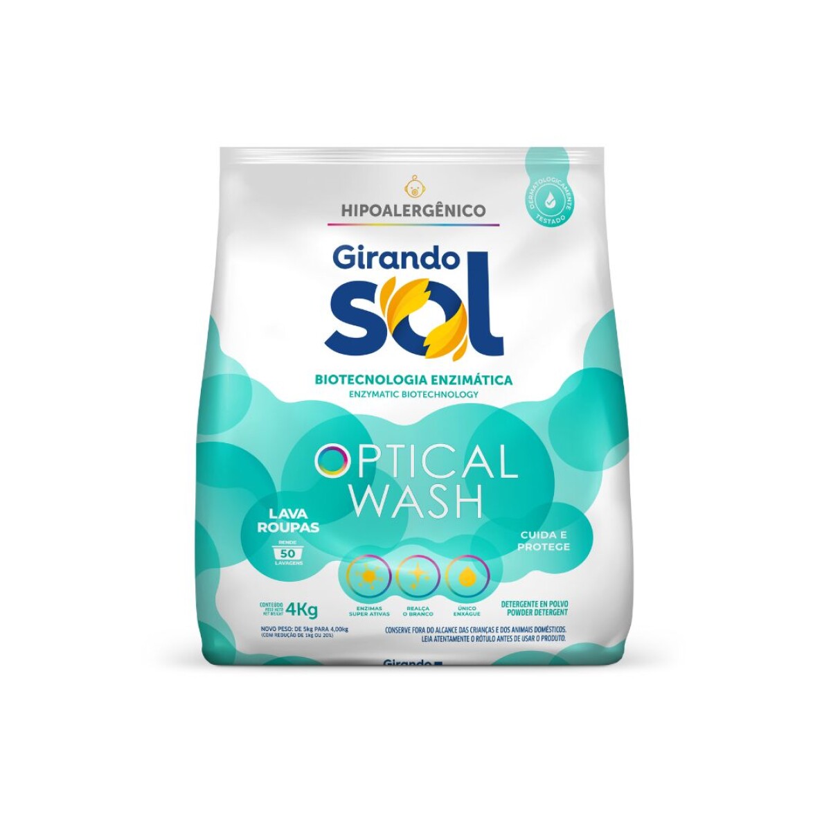 DETERGENTE POLVO PARA ROPA GIRANDO SOL 4 KG HIPOALERGENICO 