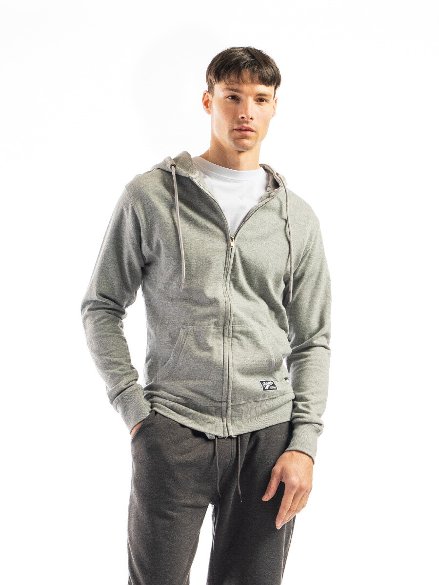 Canguro de Felpa Oversized con Cierre - Gris Claro Melange 