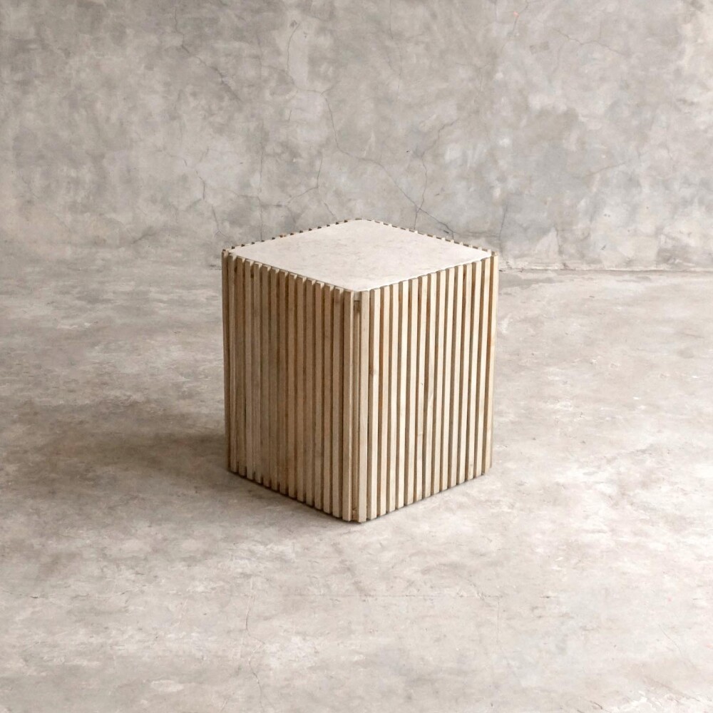 MESA AUXILIAR/LATERAL MADERA-Y-MARMOL NATURAL-BEIGE AGOSTINA NATURAL