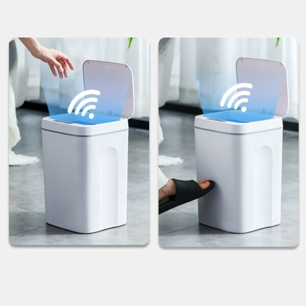 Papelera Cesto Basura Automatica 16l Basurero Sensor Color Variante Blanco