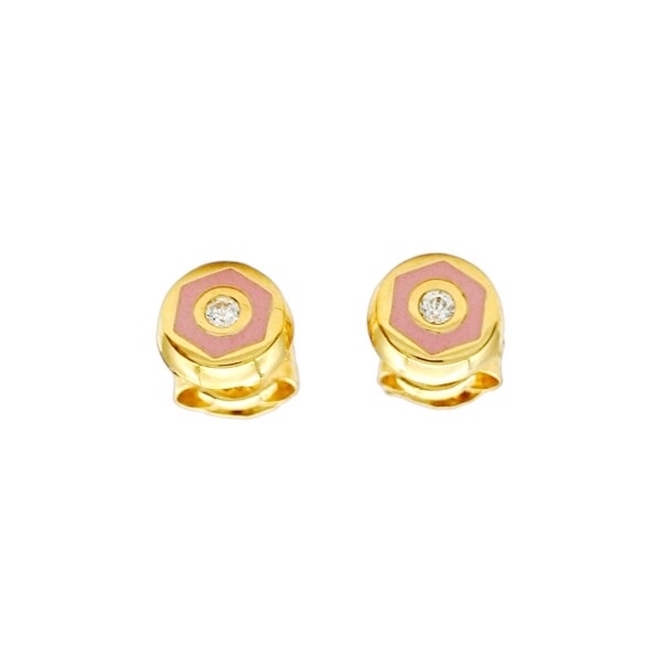 Abridores Zirconia-Oro 18k-Piedra Zirconia y Resina rosada-AB9512 conpiedra