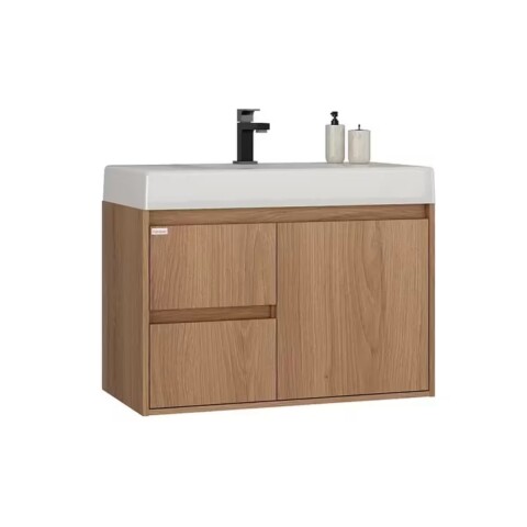 Mueble De Baño Suspendido Nicole 78 Cm Mesada y bacha embutida en resina natural Mueble De Baño Suspendido Nicole 78 Cm Mesada Y Bacha Embutida En Resina Natural