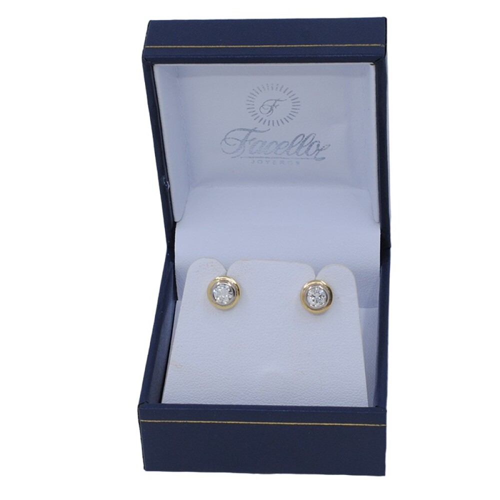 Caravanas En Oro 18K De 2 Tonos Y Brillantes Caravanas En Oro 18K De 2 Tonos Y Brillantes