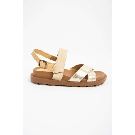 Sandalias Track Camel Dorado Cuero Nácar