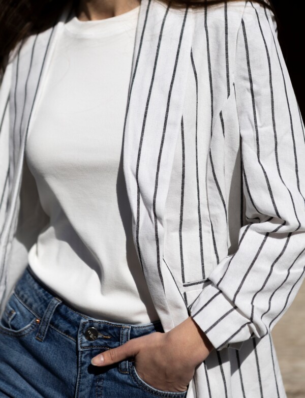 Blazer Lino Lineas BLANCO/NEGRO