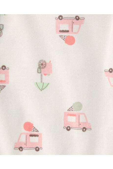 Set tres piezas de algodón, short, remera y body, rosado, diseño a rayas y camión de helados Set tres piezas de algodón, short, remera y body, rosado, diseño a rayas y camión de helados