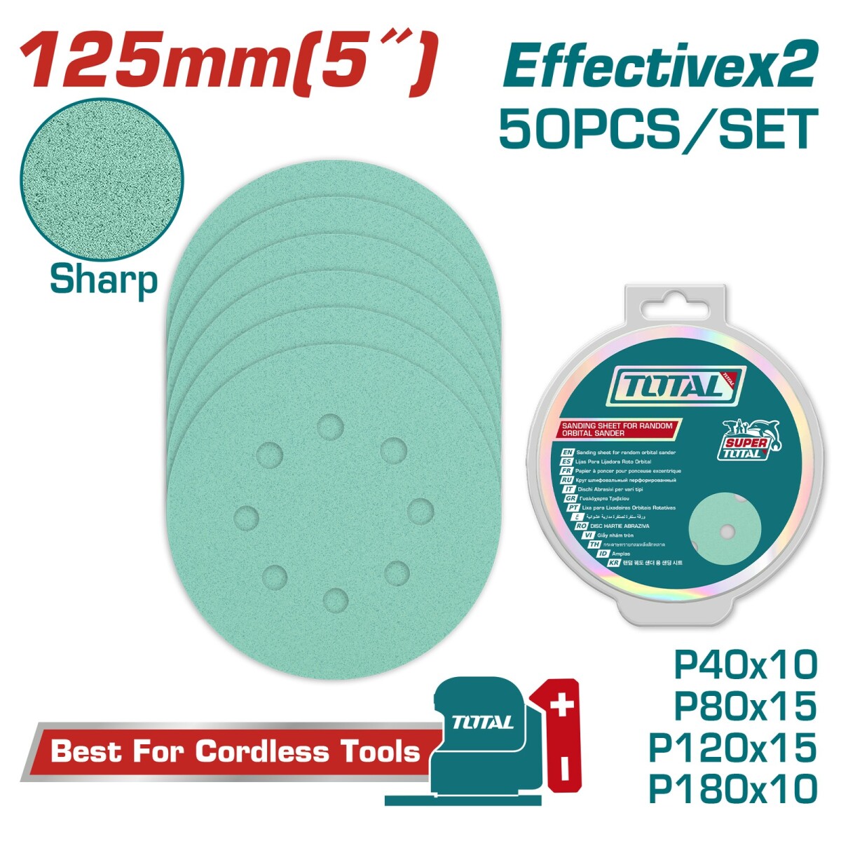 Set 50 lijas roto orbital total 5" total TAC125050 