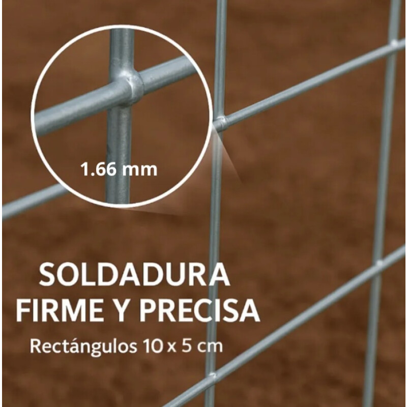 Tejido Malla Electrosoldada Galvanizada 1.66mm 1.00 X 25 Mts Gris