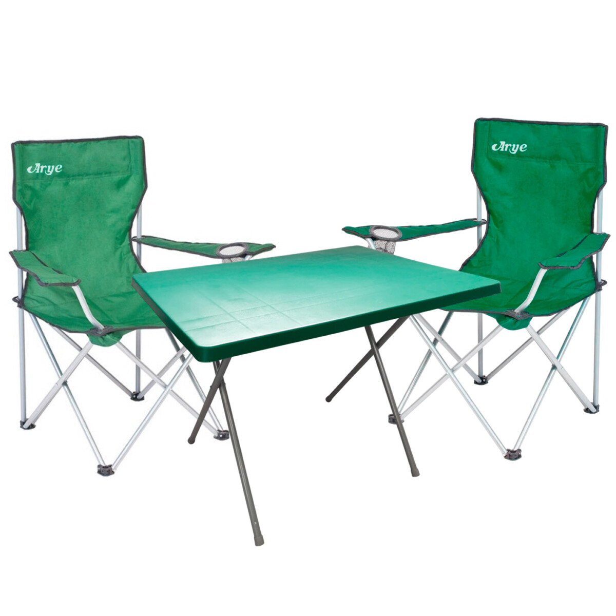 Combo Arye Mesa Plegable 80x60cm y 2 Sillas de Tela Capitán 