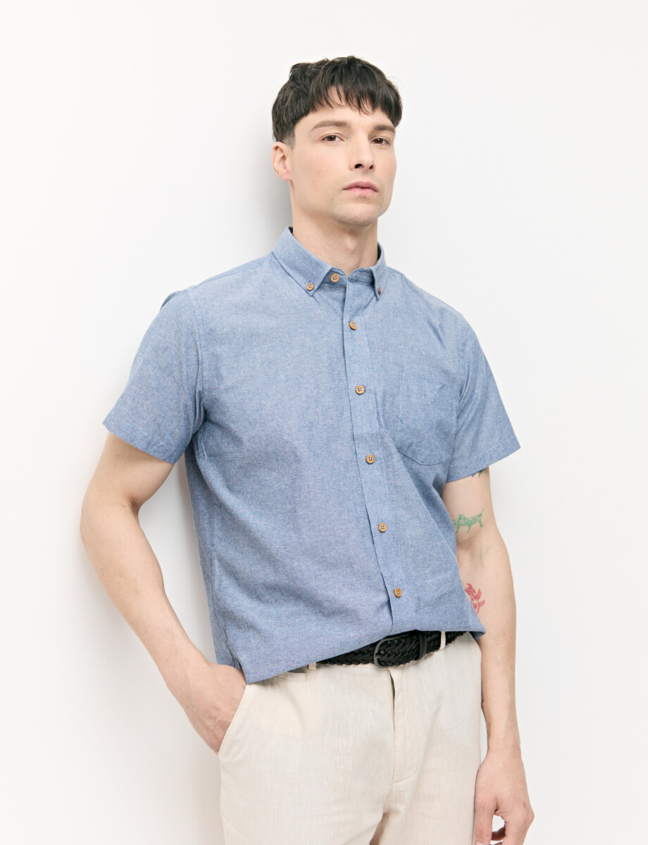 012725 CAMISA COTTON WILL Azul Piedra