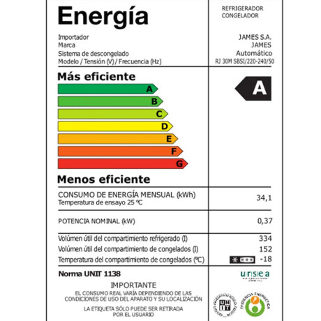 Heladera JAMES RJ30M Inverter con Dispensador 486 Litros Inox