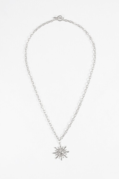 Collar cadena dije sol plateado