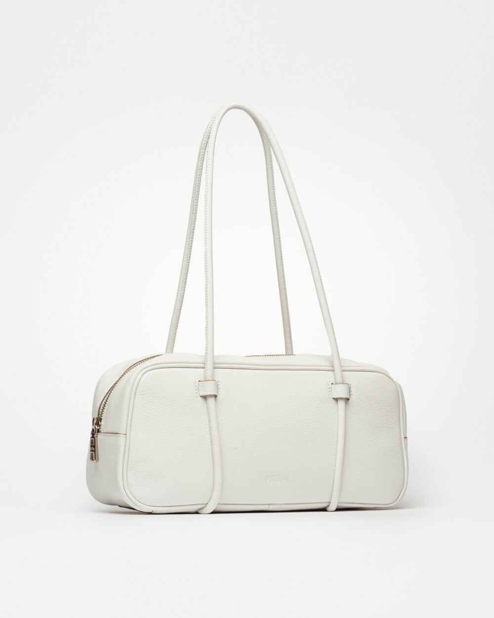 Cartera al hombro Horizon en cuero graneado Blanco