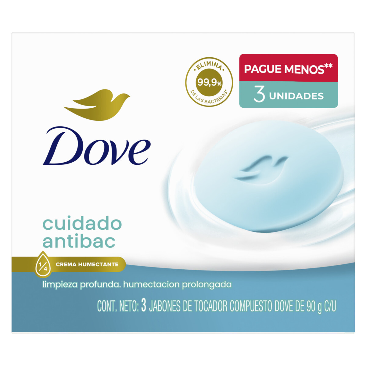 Pack Jabón Dove Cuida y Protege 90g 3 Unidades 