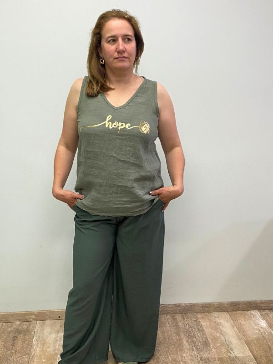 Musculosa de lino Italiana - Verde 