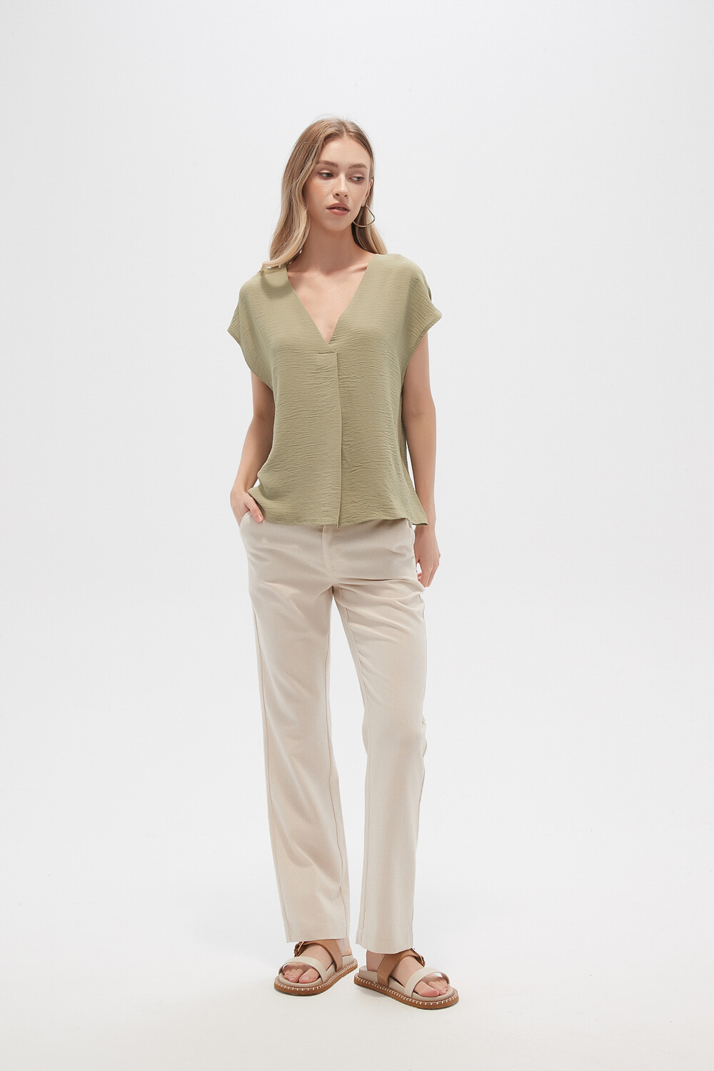 Blusa Anthe Verde Grisaceo