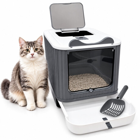 Baño Sanitario Gatos Cerrado Bandeja Extraíble Con Pala Blanco/gris
