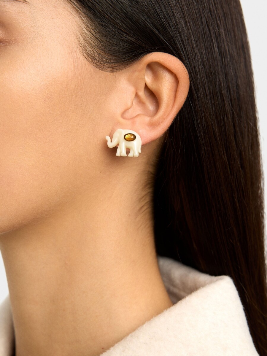 Pendientes Elefante Con Cristal beige