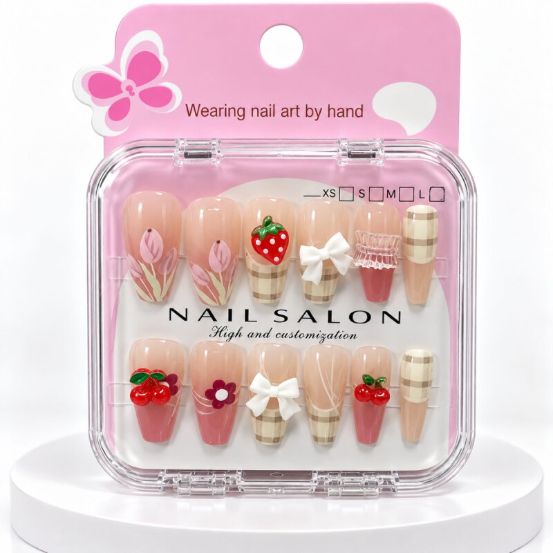 Uñas Postisas Infantiles 3D Moñas Blancas