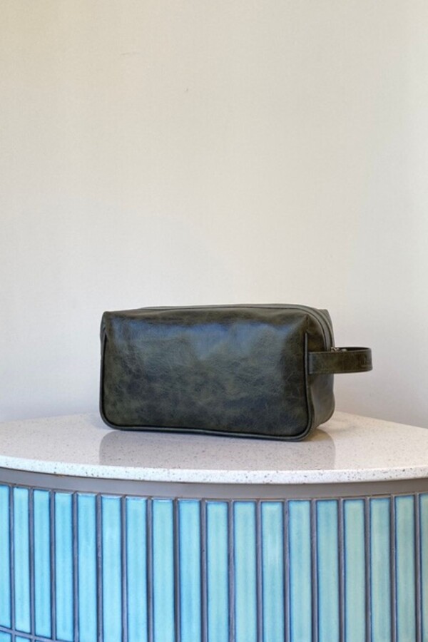 Necessaire grande en cuero Verde