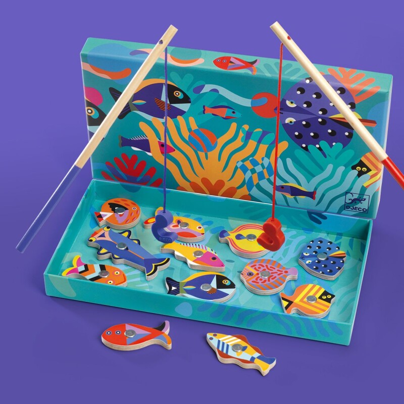 Juego de pesca magnética de madera Djeco +24m Juego De Pesca Magnética De Madera Djeco +24m
