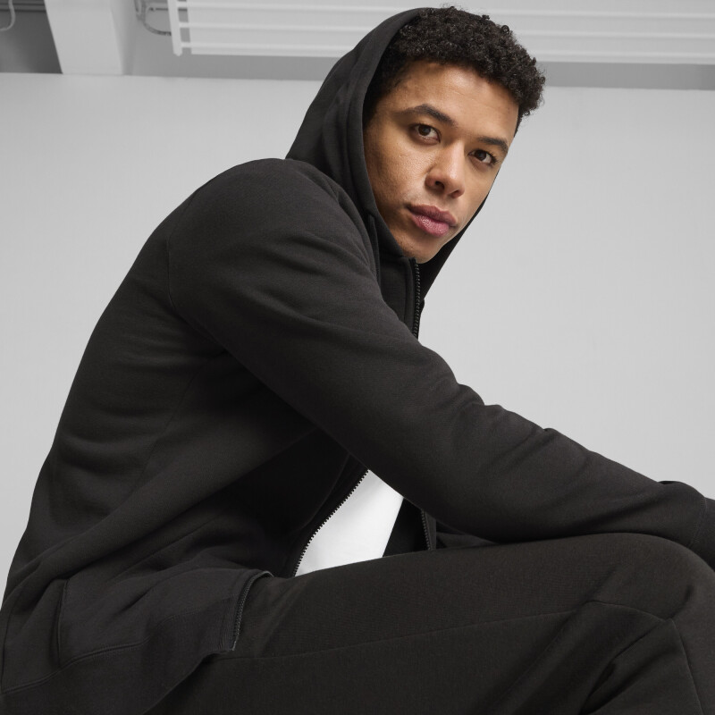 Canguro Puma ESS No. 1 Logo Full-Zip Hoodie FL de Hombre - 682586 01 Negro
