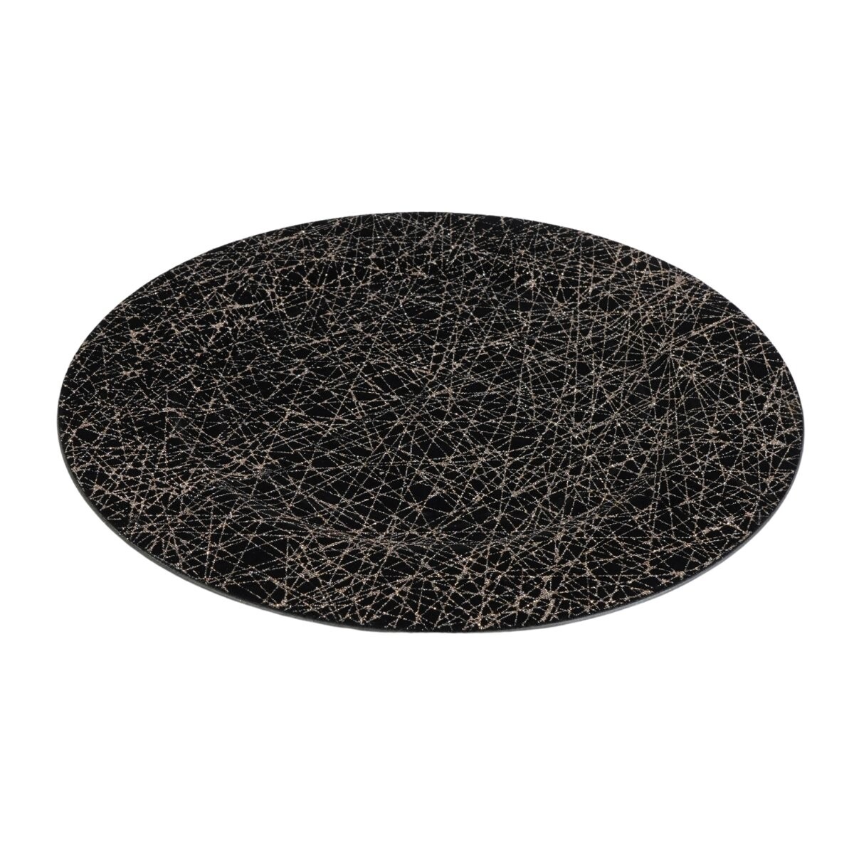 Plato de sitio de plastico negro terciopelo con glitter 