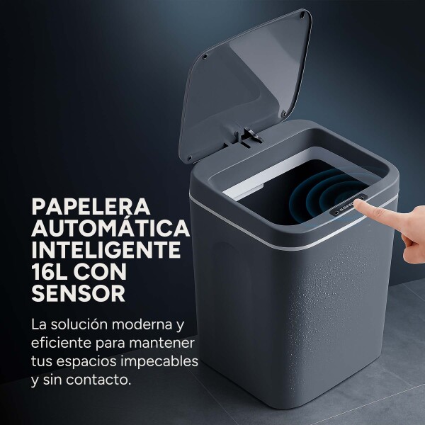 Papelera Cesto Basura Automatica 16l Basurero Sensor Color Variante Gris