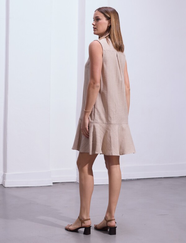 Vestido Escote Camisa BEIGE