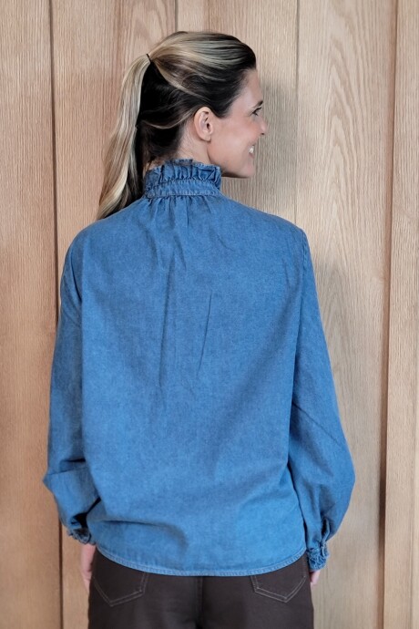Camisa Franca Denim Azul