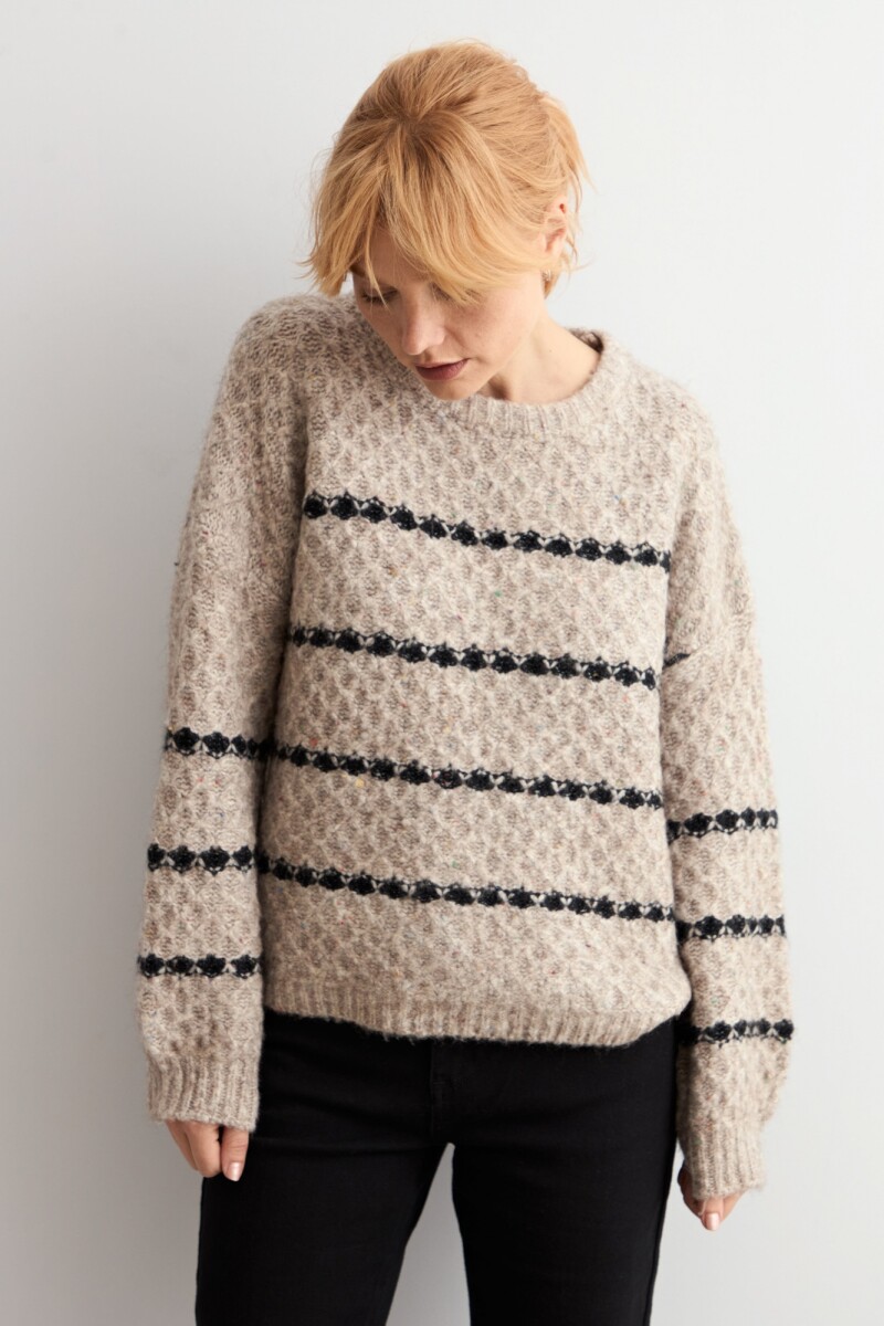 Sweater rayas beige melange