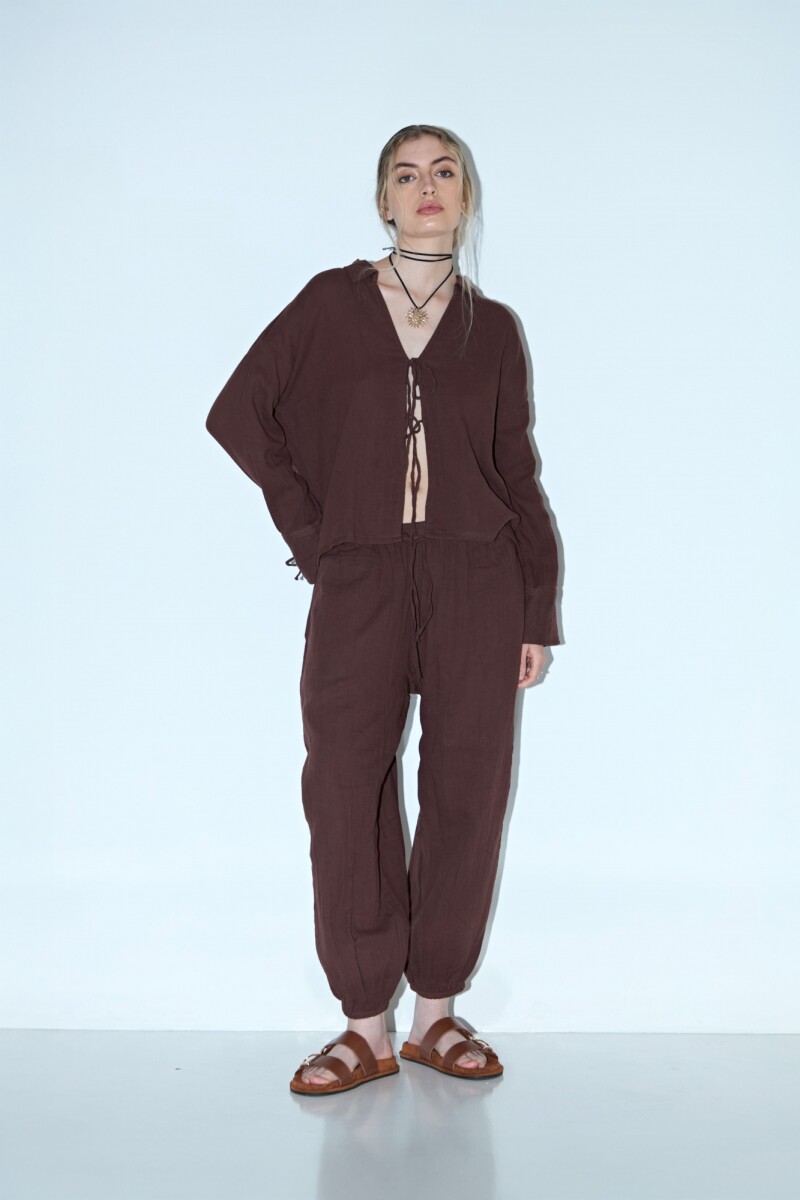 Pantalón abullonado - marrón 