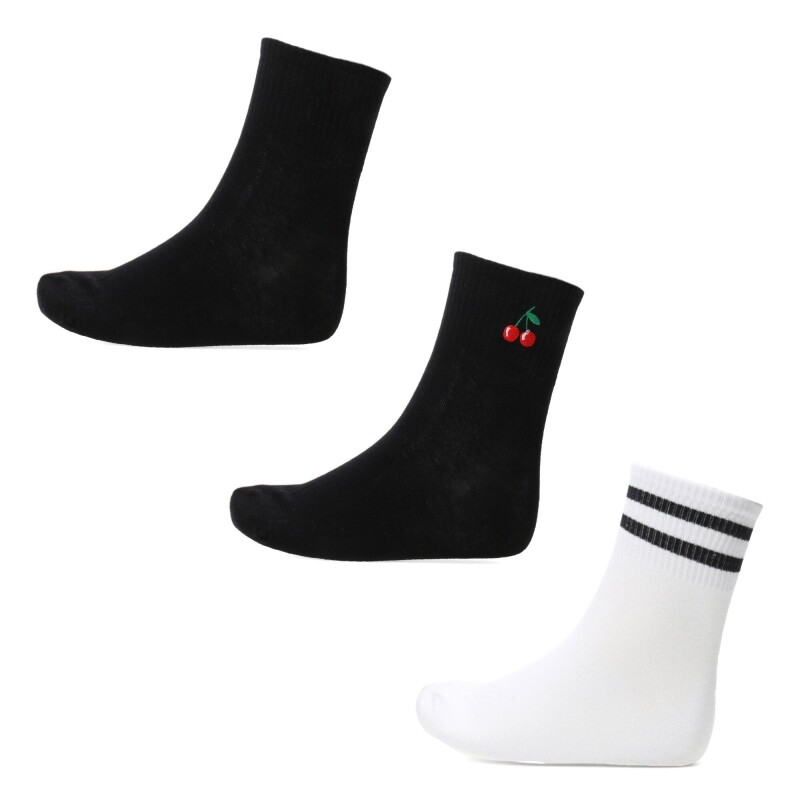 Medias de Mujer Miss Carol pack x3 raya Blanco - Negro