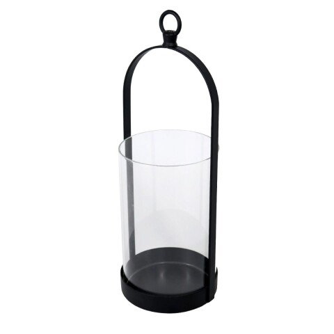 PORTA VELA METAL NEGRO/VIDRIO 10X10X27CM Unica