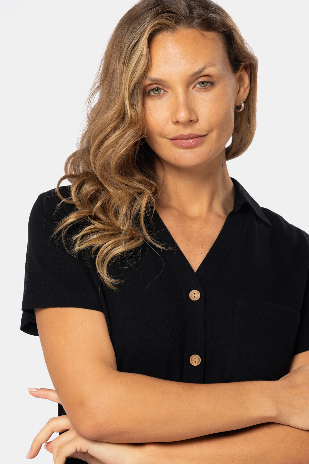CAMISA DE LINO LISA Negro