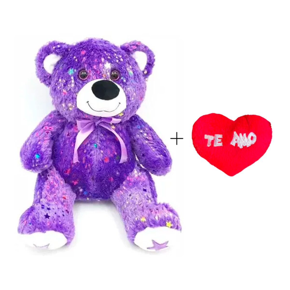 Oso De Estrellas Violeta Con Corazón 