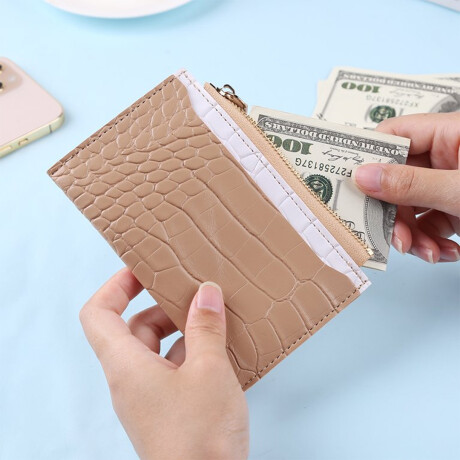 Monedero croco tarjetero bicolor Beige