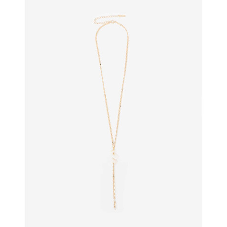 Collar Largo Con Beads Nacarados. Dorado